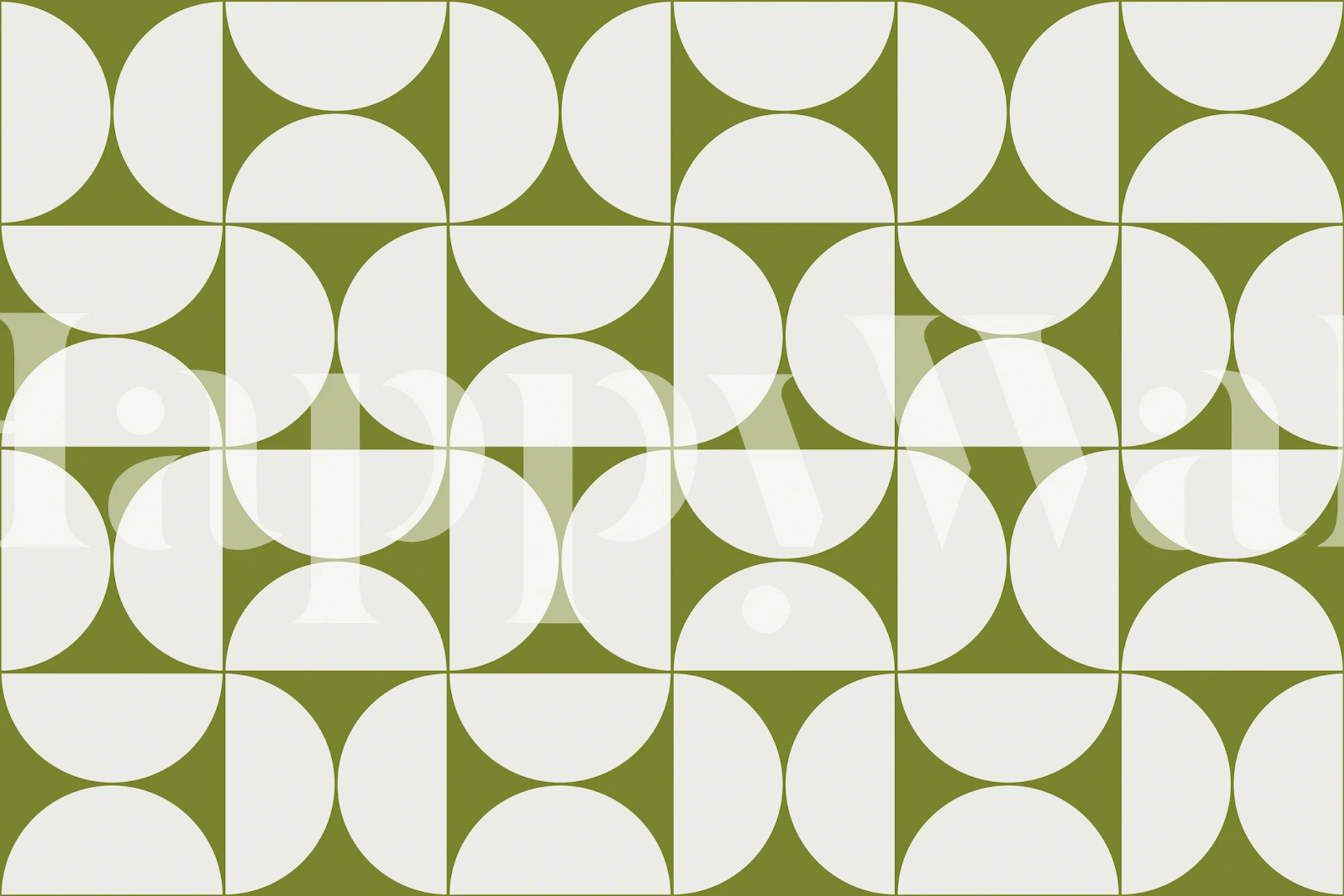 Geometric patterns in green and white wallpaper