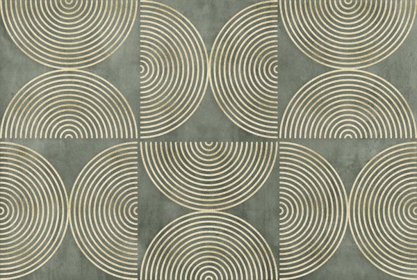 Eclectic Circles Modern Art Green Gold