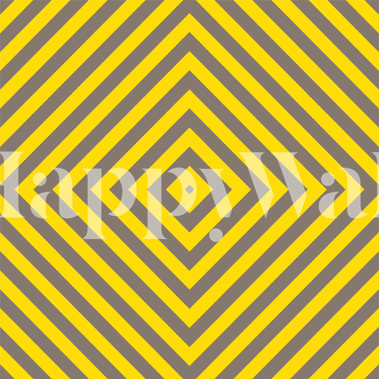 Geometric diamond pattern in brown and yellow wallpaper