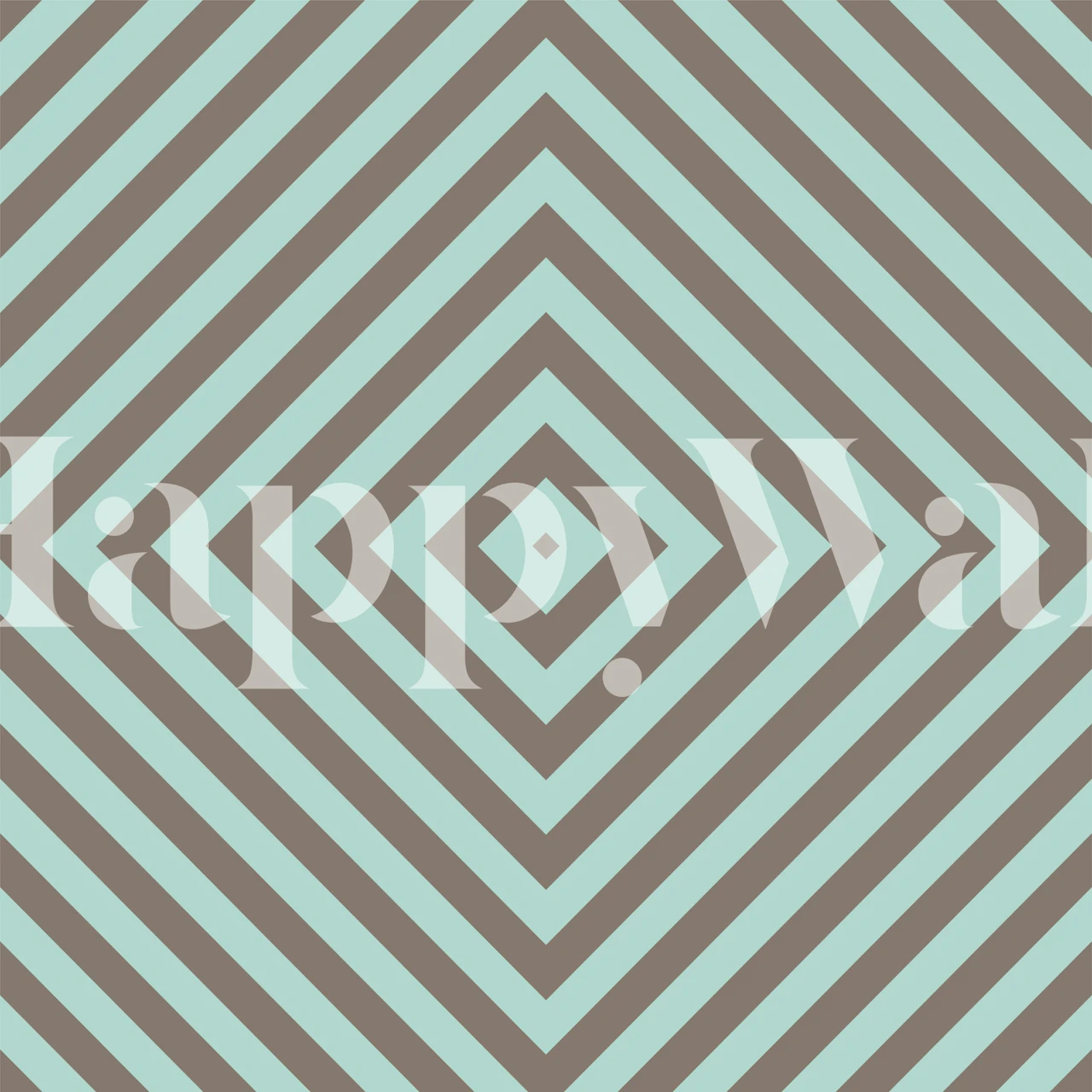 Sage green taupe square pattern papel tapiz en una habitación