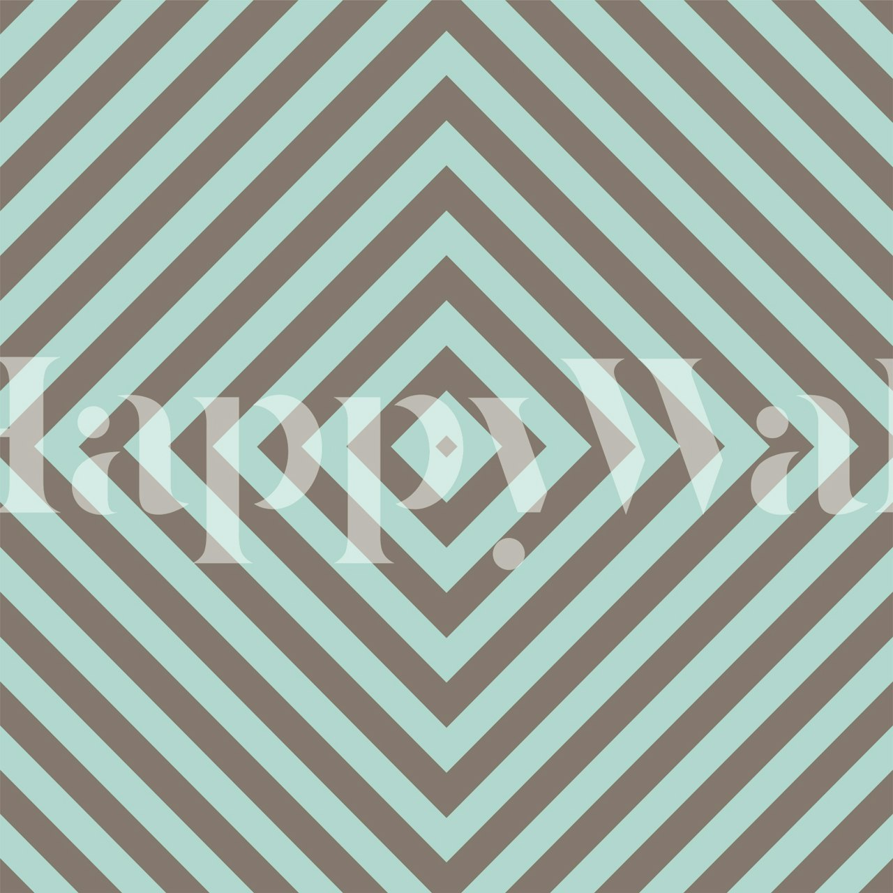 Sage green taupe square pattern wallpaper in a room