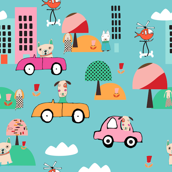 CUTE DOGS DRIVING IN THE CITY