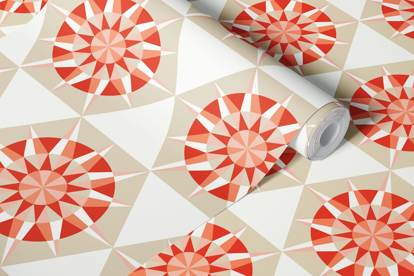 kaleidoscope White Coral wallpaper roll