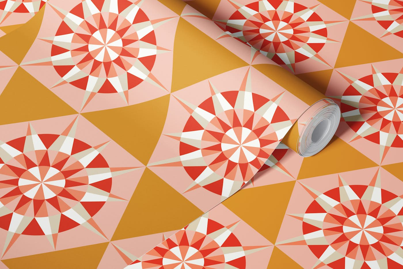 kaleidoscope Mustard wallpaper roll