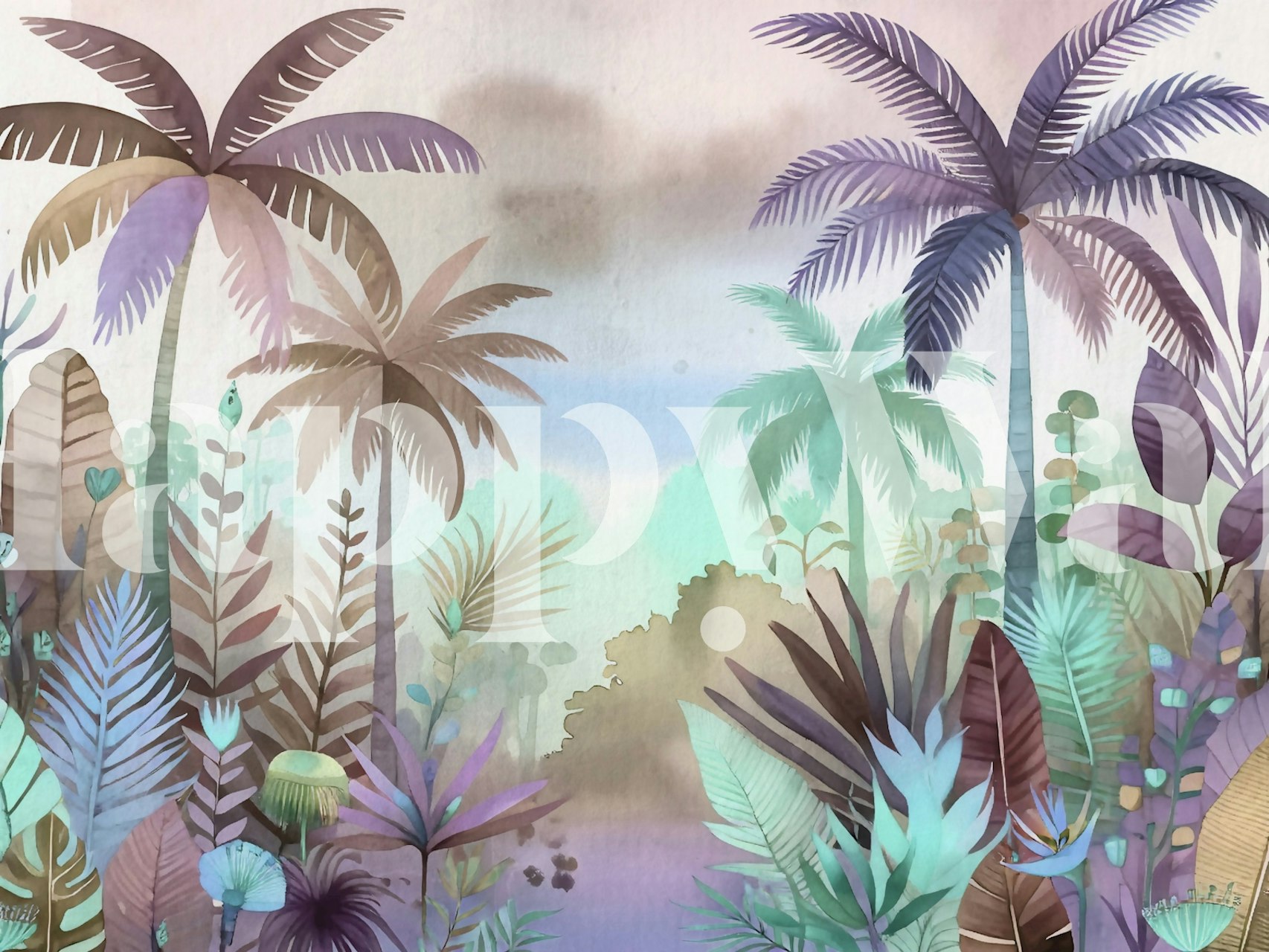 Lush retro jungle wallpaper in a room