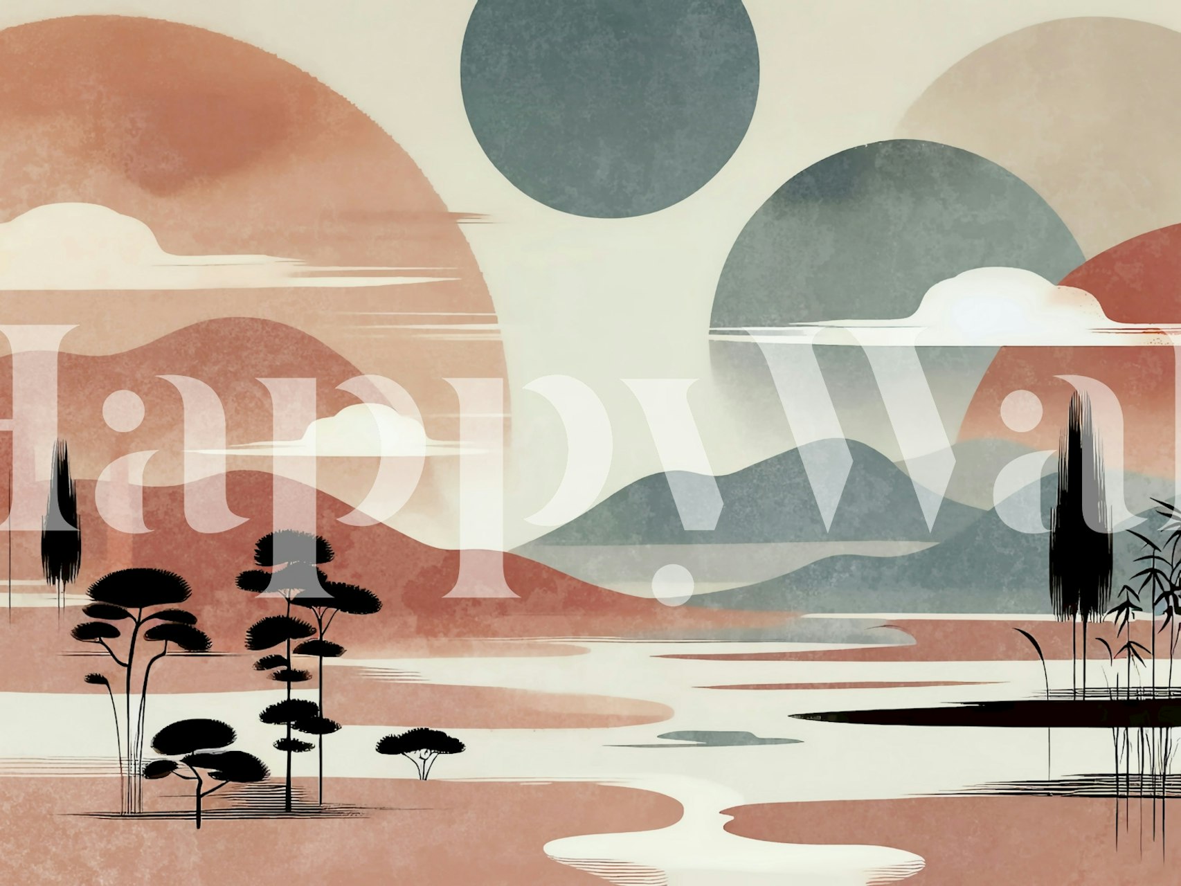 Soulful Japandi wallpaper in a room