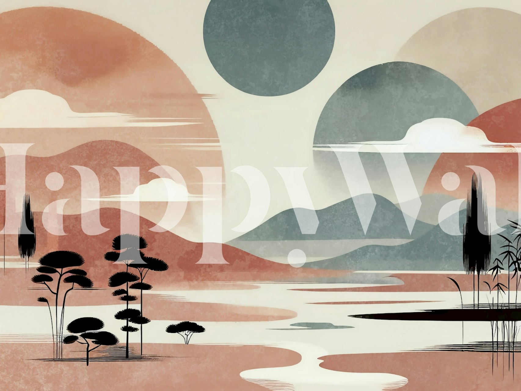 Soulful Japandi wallpaper in a room