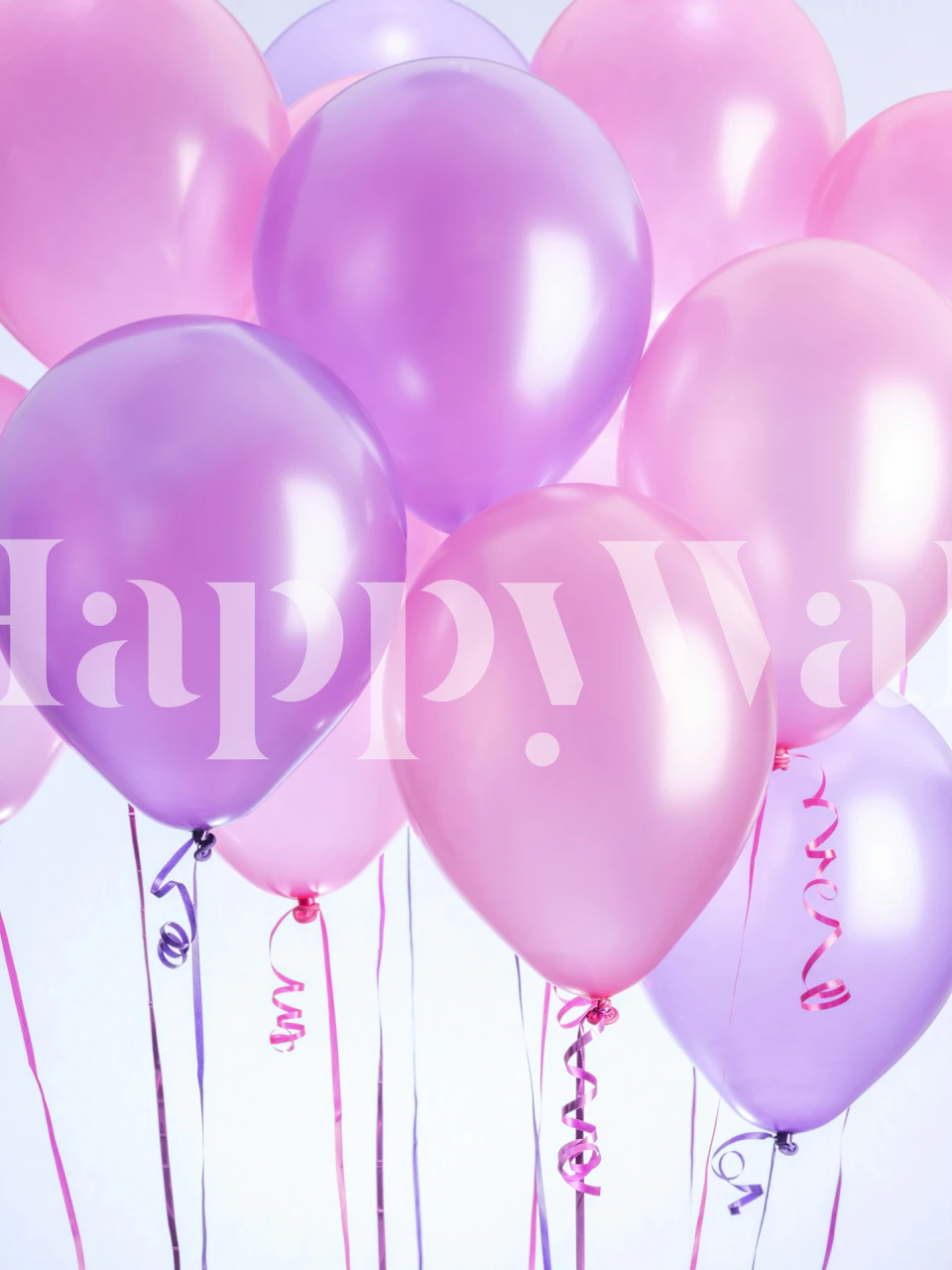 Colorful balloons in pastel shades of pink and purple wallpaper