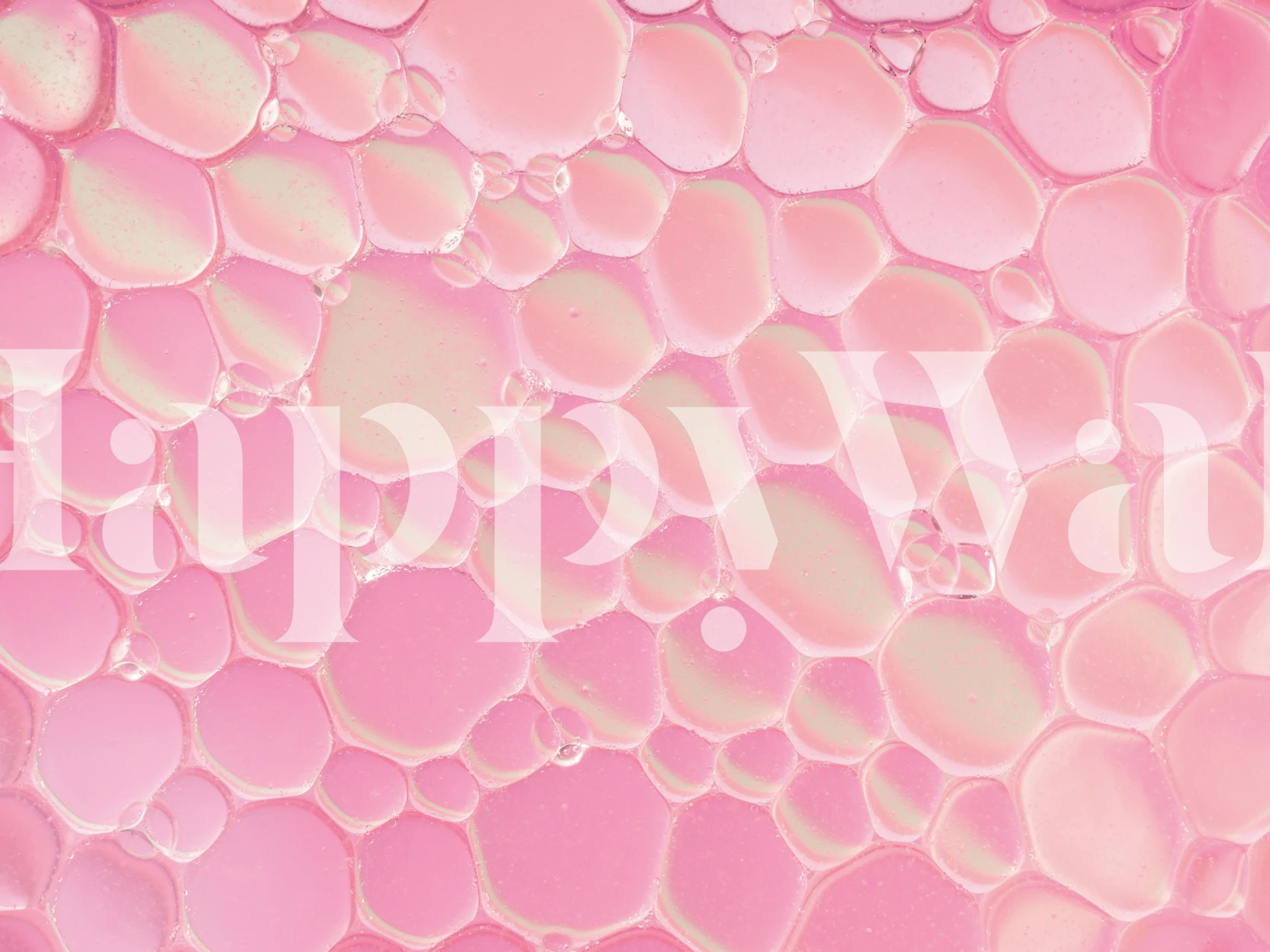 Glossy pink bubble pattern wallpaper with spherical shapes