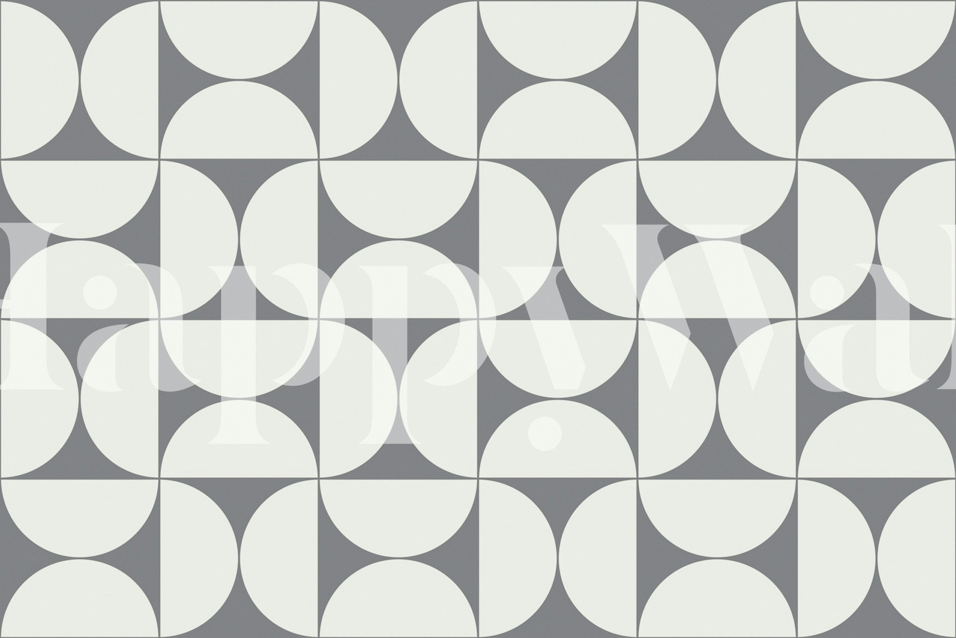 Gray and white geometric wallpaper with curved patterns