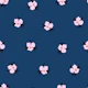 Little Blossoms and Leaves Pink on Blue