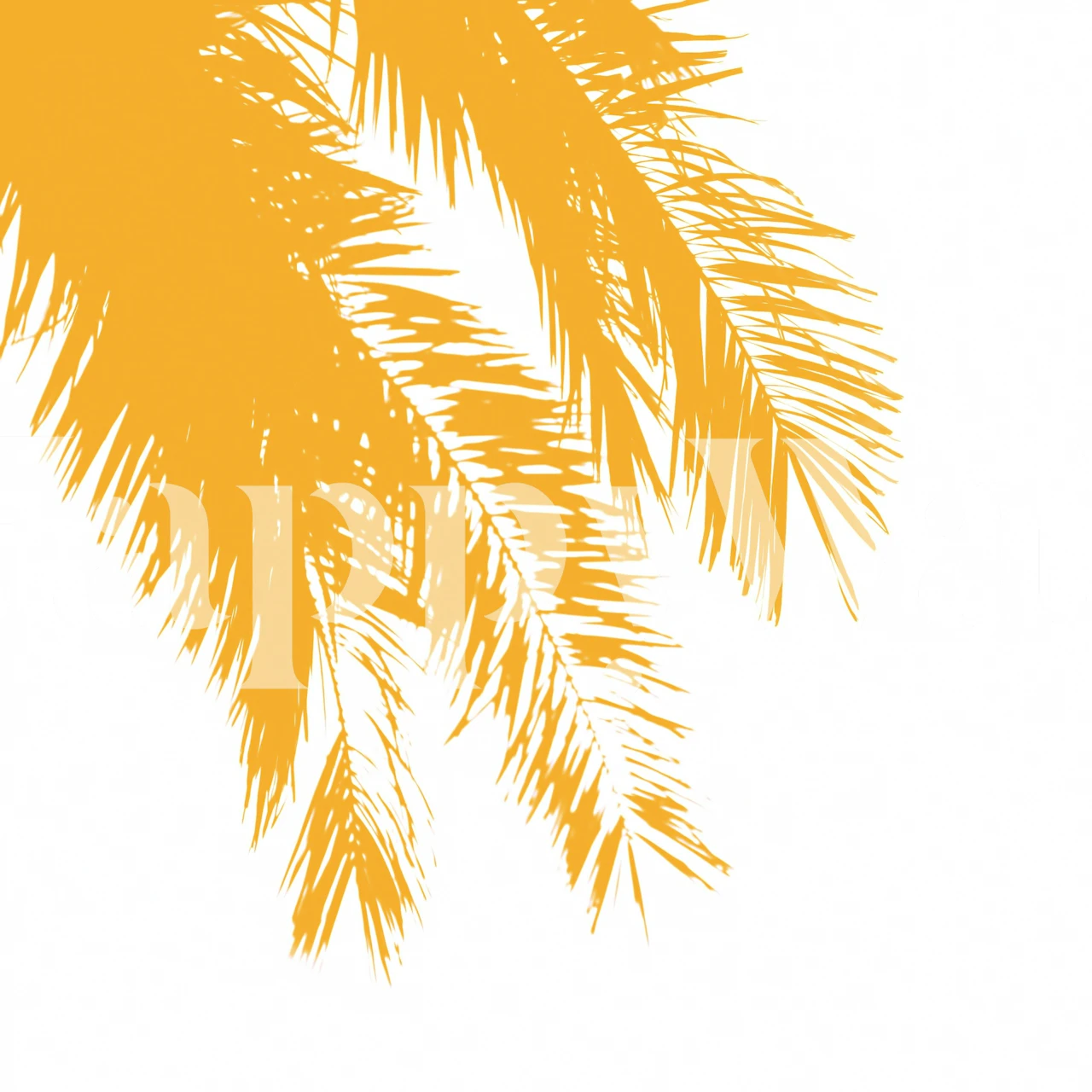 Tree Palm Leaves i sennepsgul tapet