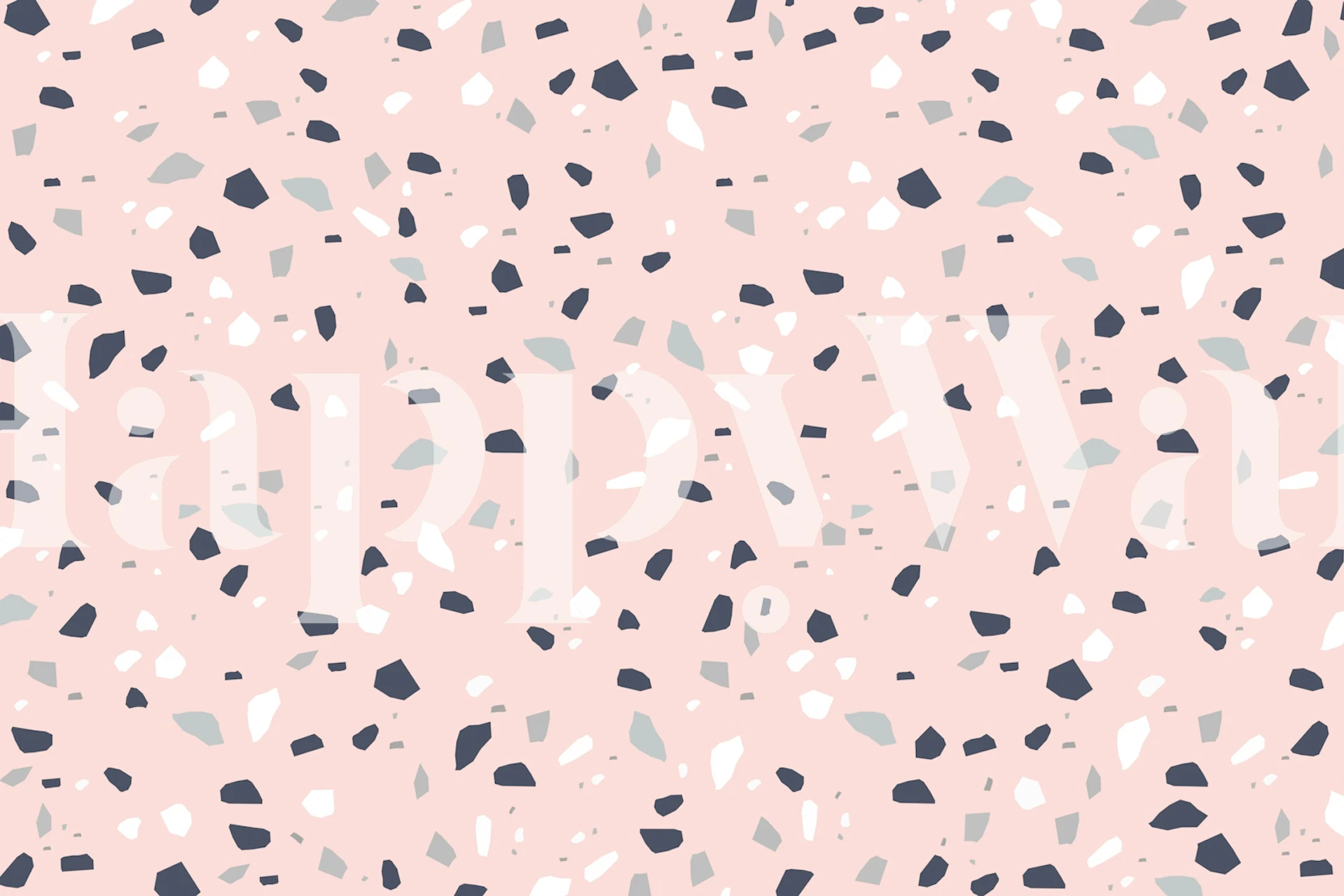 Blush Midnight Navy Terrazzo Tapetdesign in einem Raum