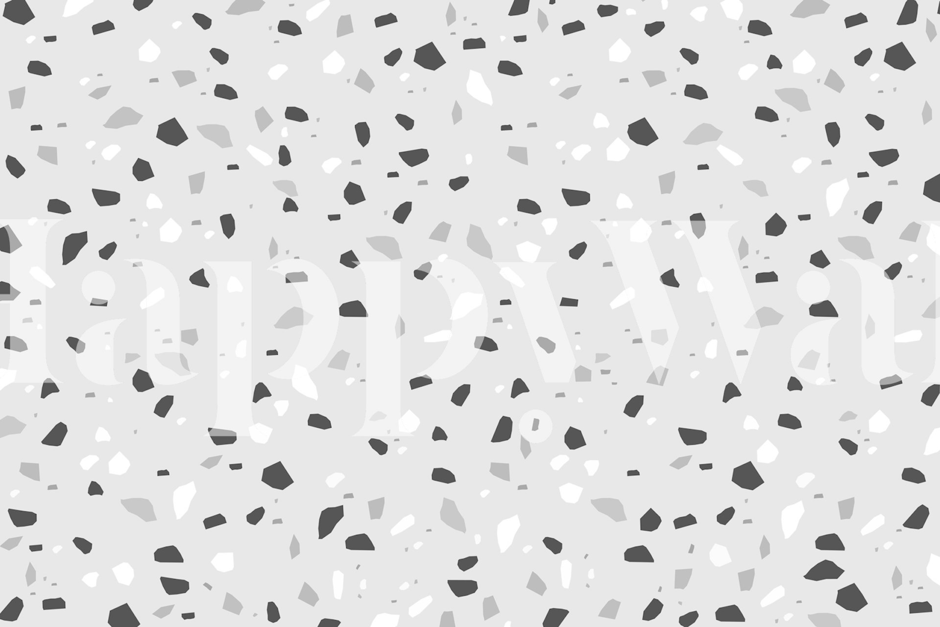 Gray terrazzo pattern with black and white fragments wallpaper
