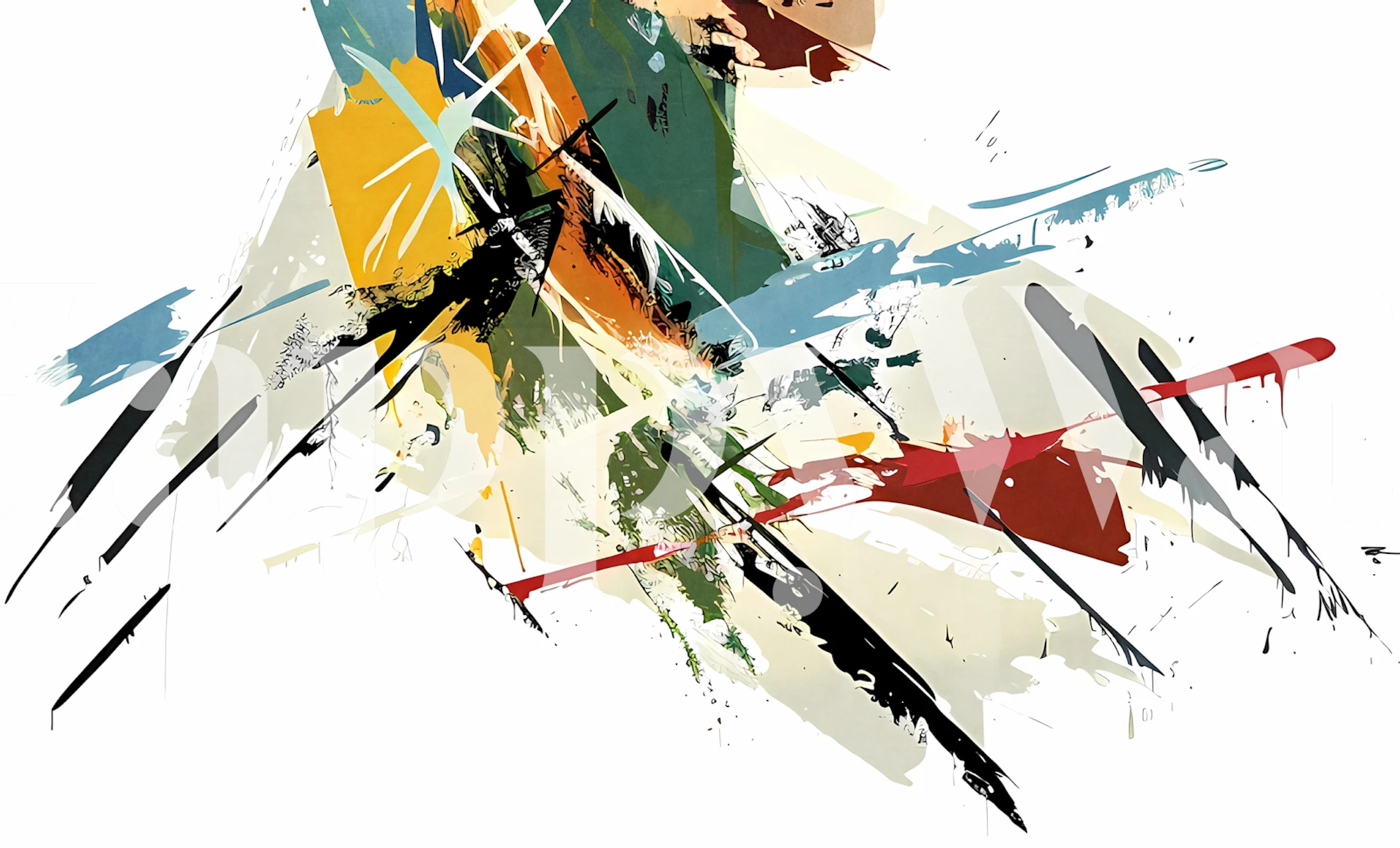 Brushstrokes 16 wallpaper displayed in a room