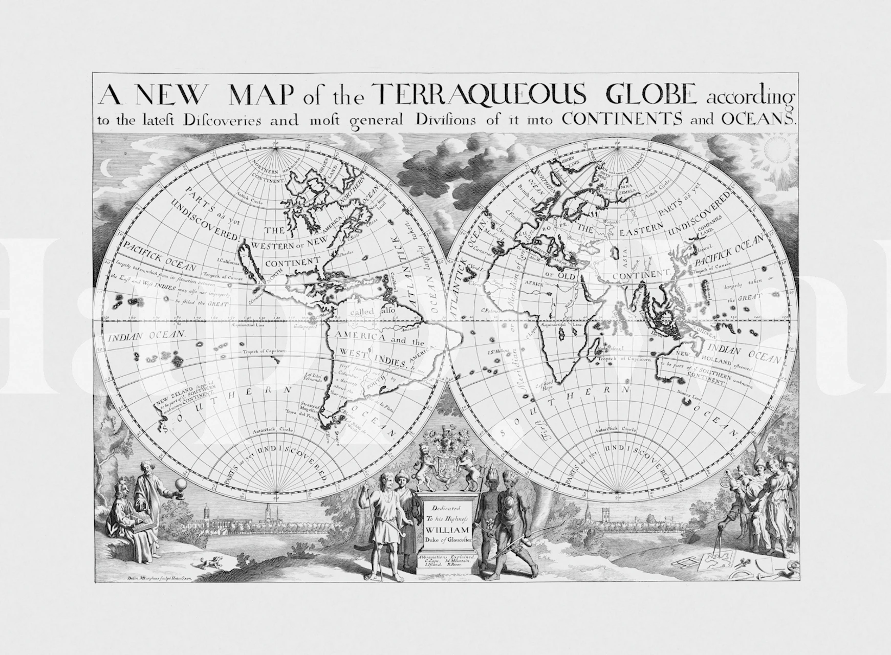 Ancient map wallpaper in modern room setting