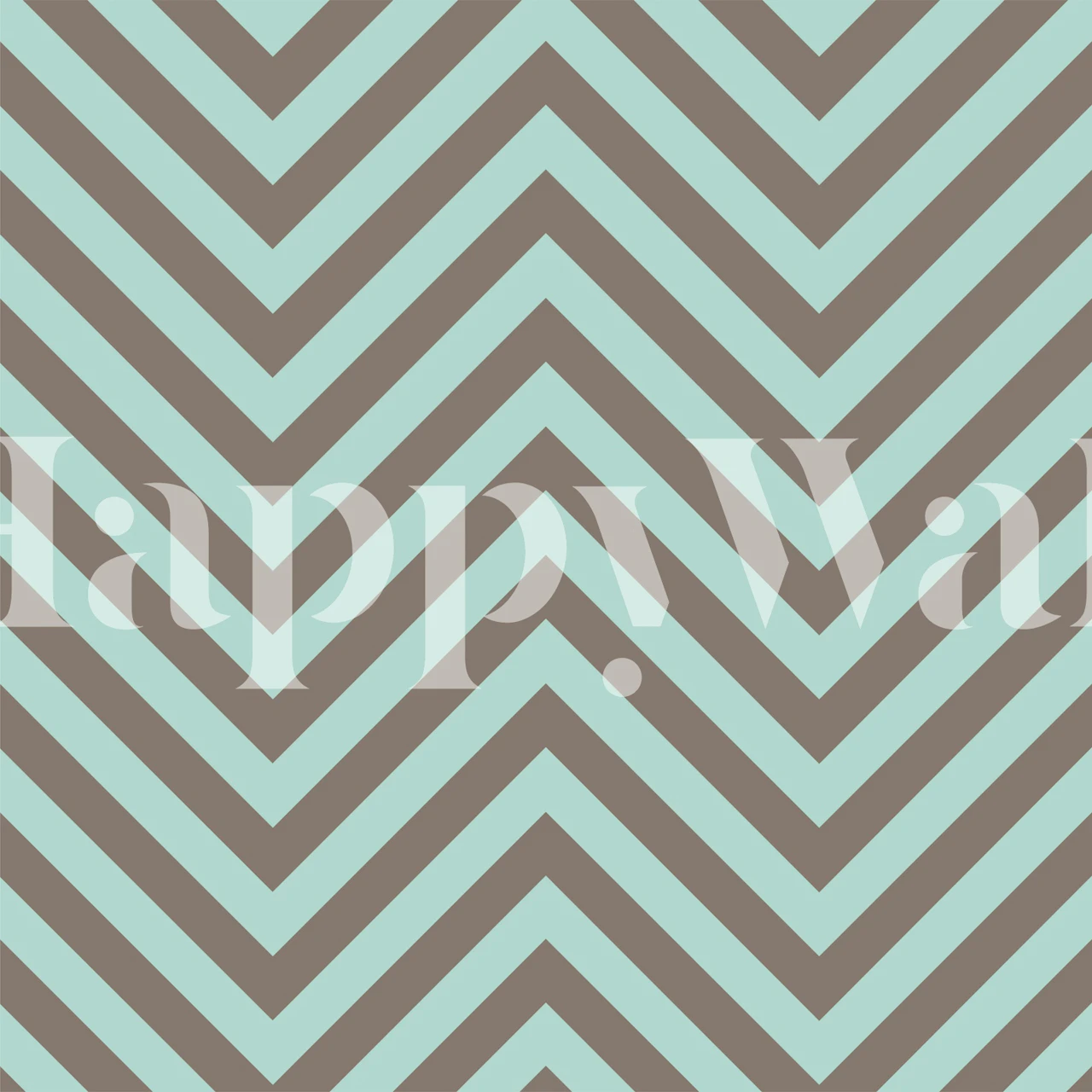 Aqua blue and beige chevron pattern wallpaper