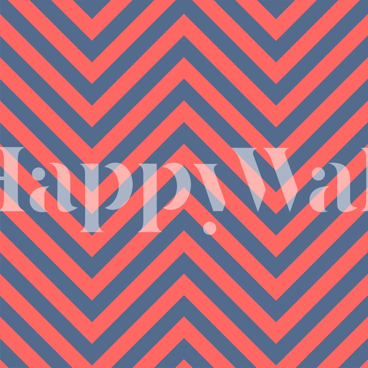 Chevron pattern in navy blue and bright pink wallpaper