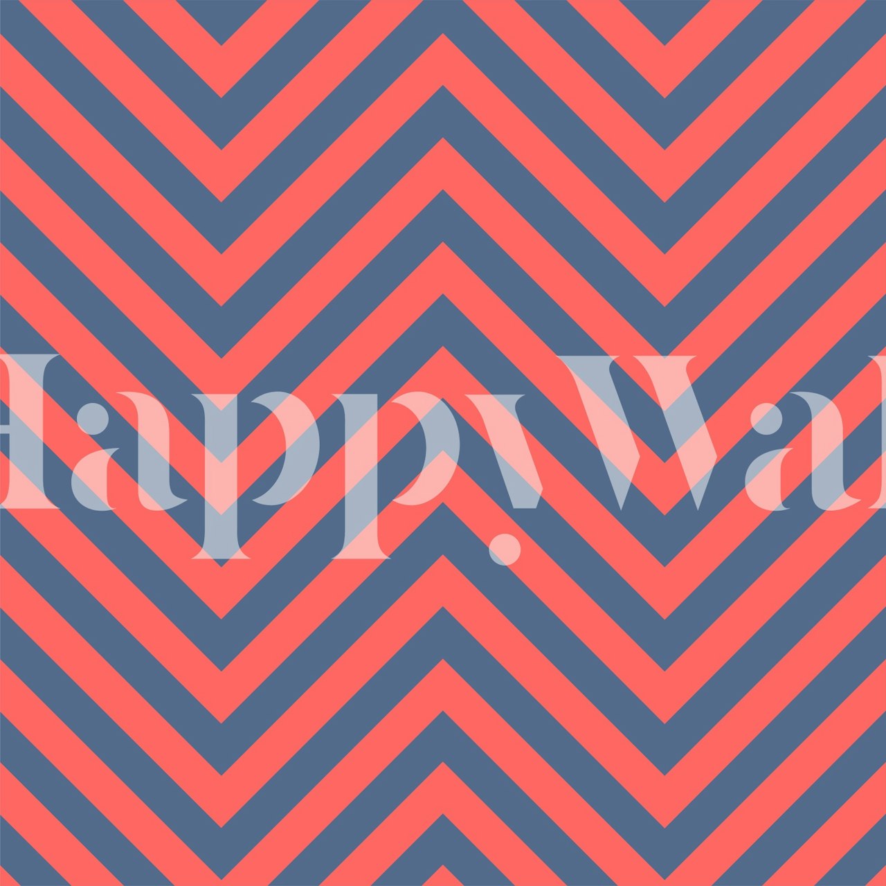 Chevron pattern in navy blue and bright pink wallpaper