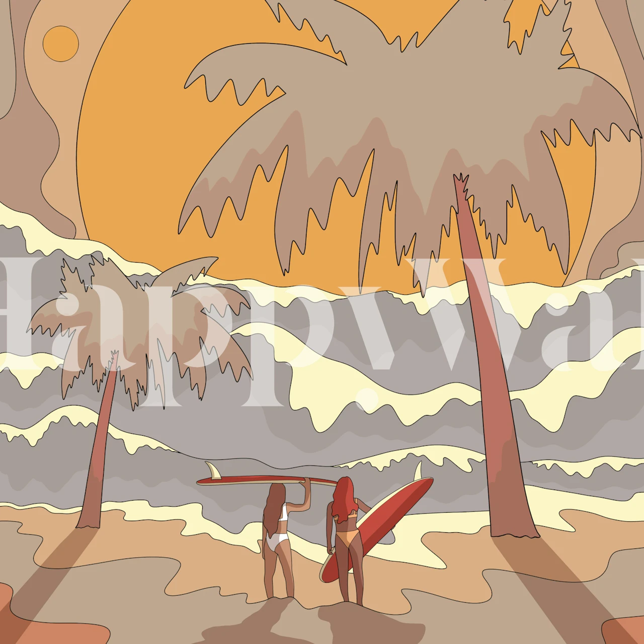 Surfer Besties wallpaper in a room