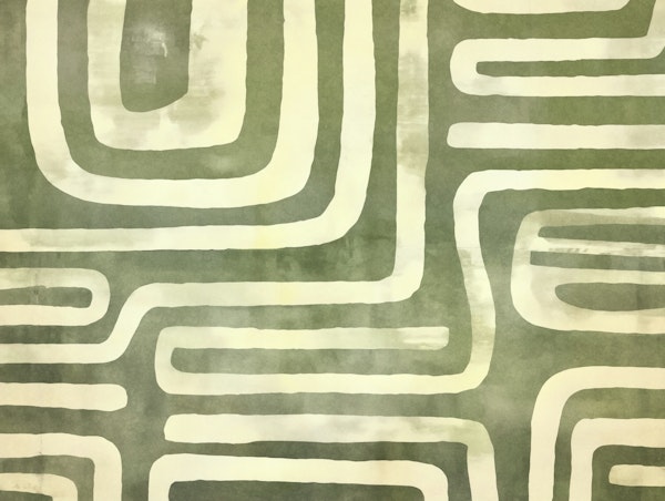 Tribal Shapes Abstract Art Greenish