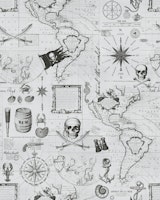 Sail The Seven Seas Pirate Pattern Greyscale papel de parede