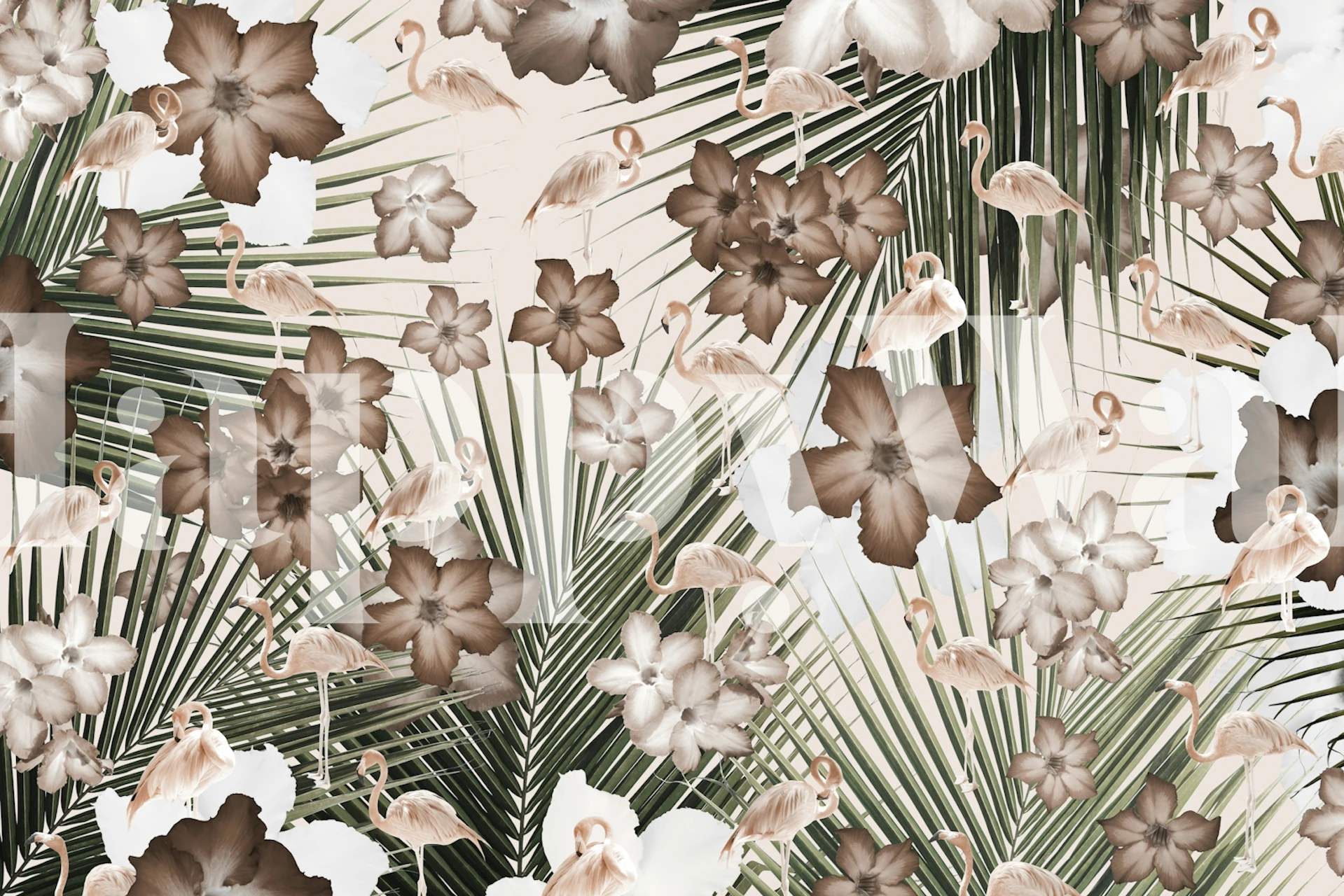 Flamingo Jungle Paradiso 2 wallpaper in een kamer