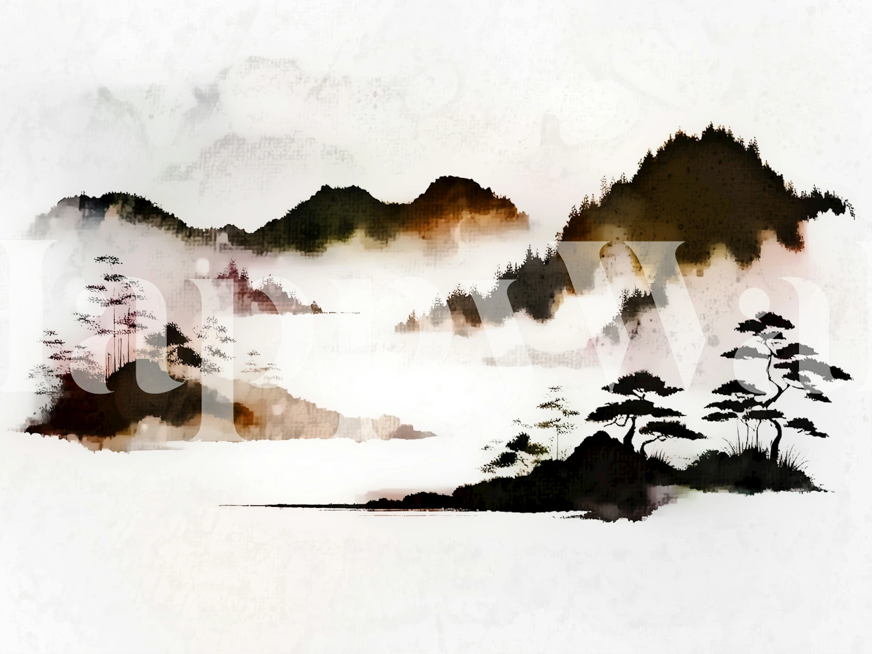 Japandi Forest Horizon wallpaper in a room