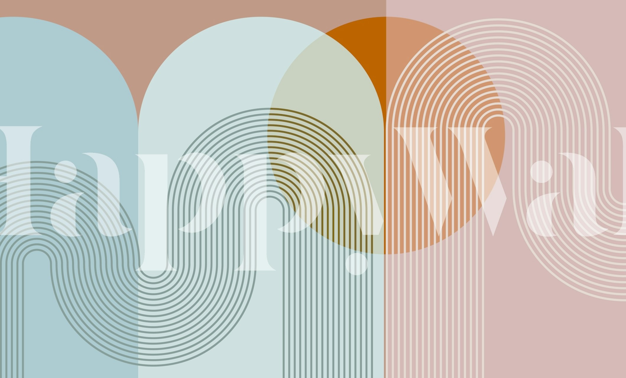 papel tapiz Mid Century Modern Sunrise Pastel en una habitación