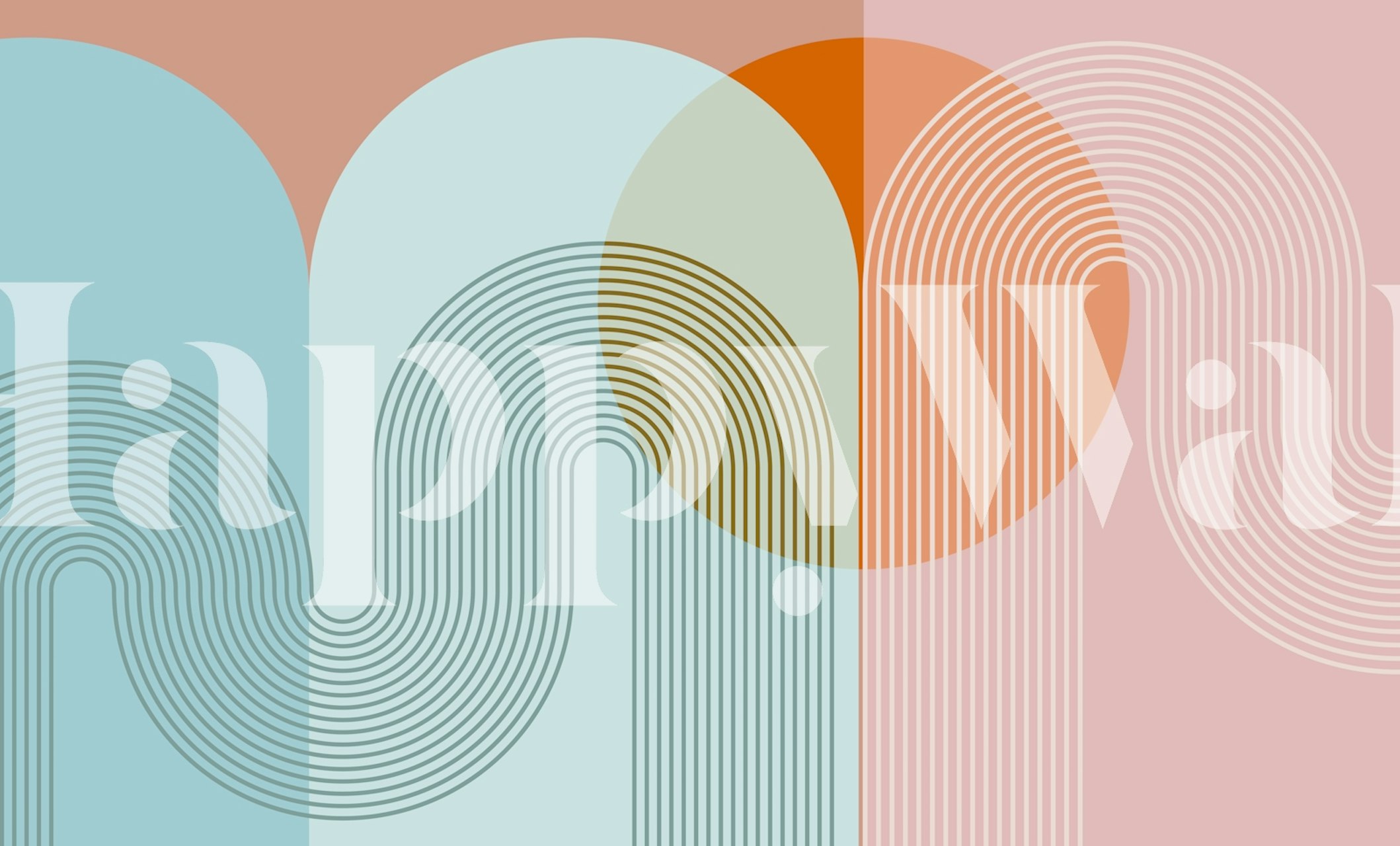 Mid Century Modern Sunrise Pastel wallpaper in a room