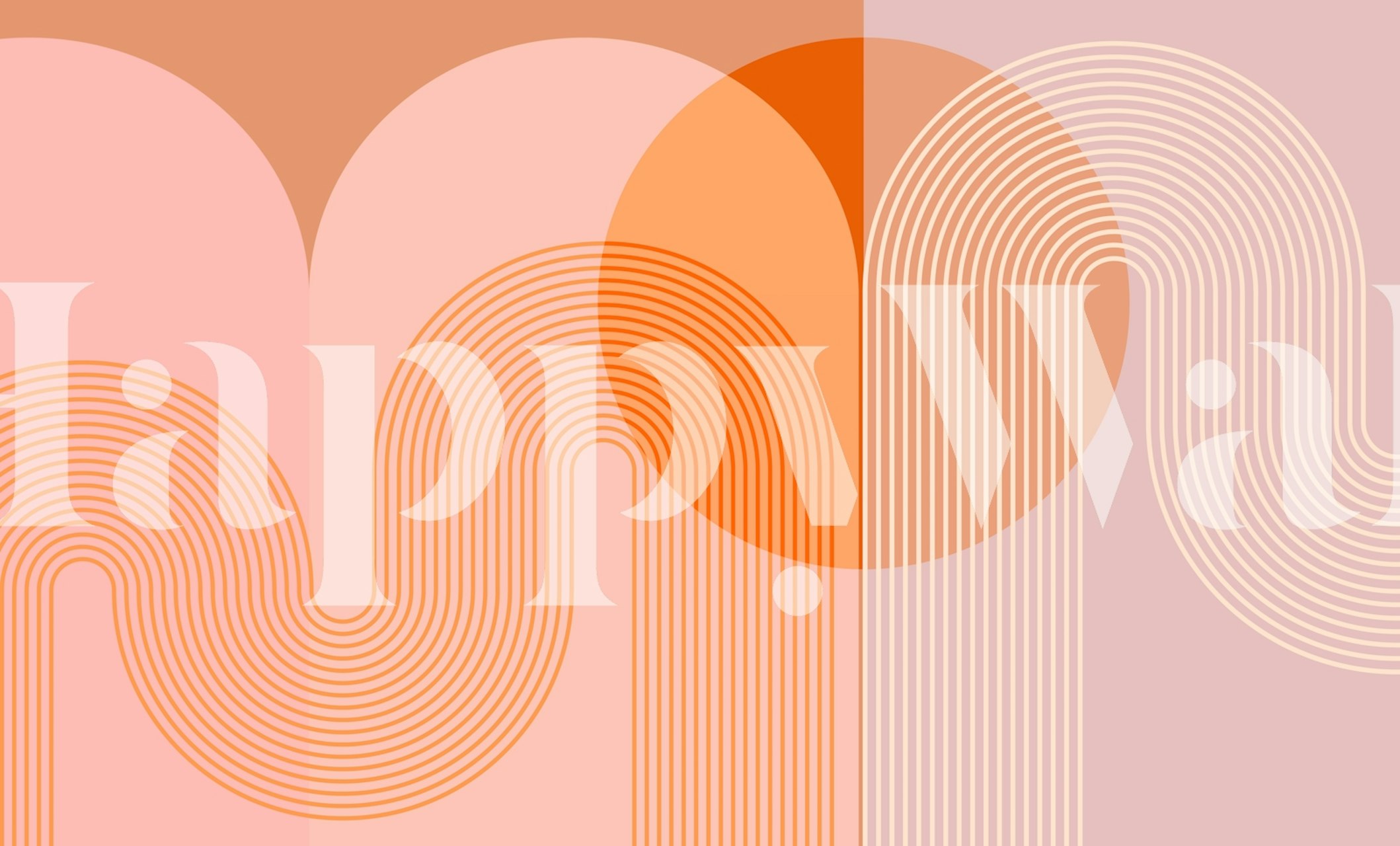 Pastel colored curves and lines wallpaper with geometric design.