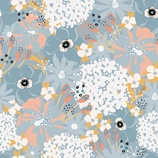 Icy Peach Shimmering Mixed Summer Florals