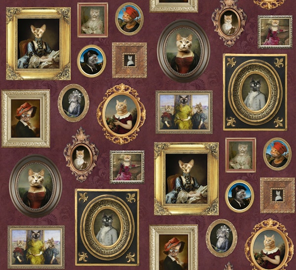 Cat Lovers Portrait Collection in Burgundy