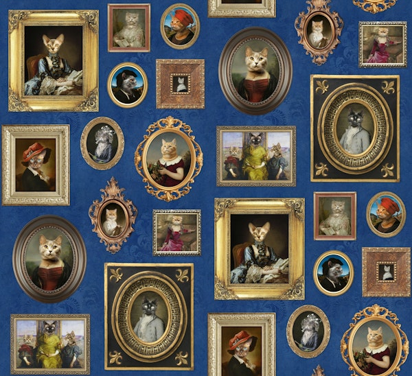 Cat Lovers Portrait Collection in Cobalt Blue