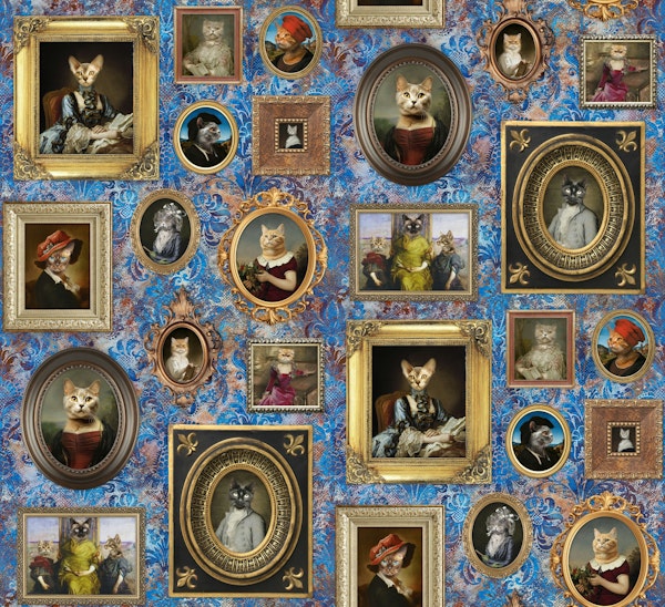 Cat Lovers Portrait Collection in cobalt rust