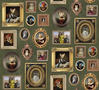 Cat Lover Portrait Collection in olive green tapeta