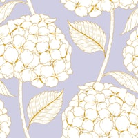 white hydrangea botanical pattern - lilac wallpaper