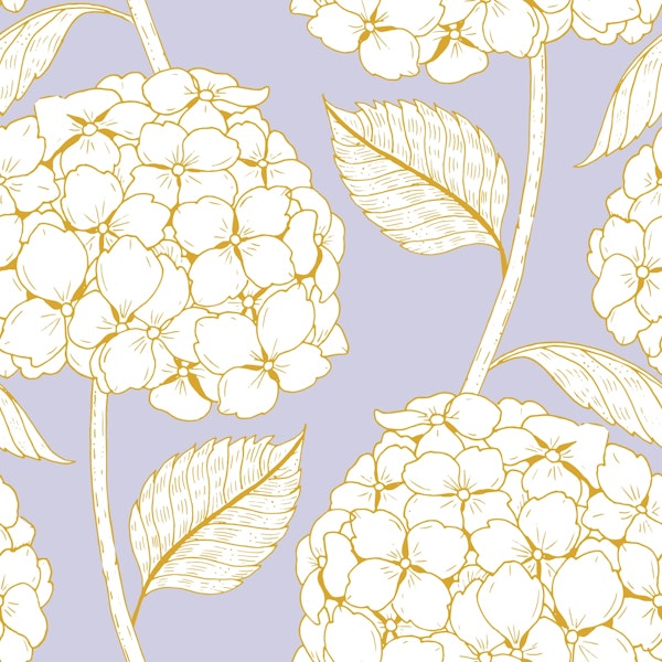 white hydrangea botanical pattern - lilac