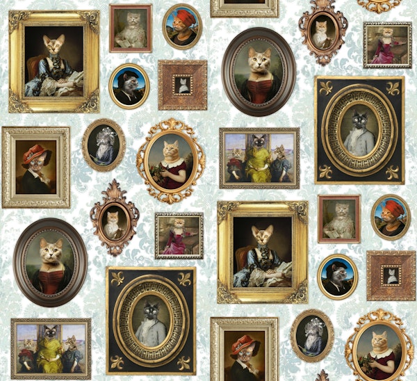 Cat Lovers Portrait Collection in aqua mint