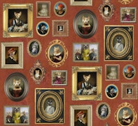 Cat Lover Portrait Collection in rust orange tapeta