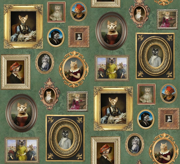 Cat Lovers Portrait Collection in sage green