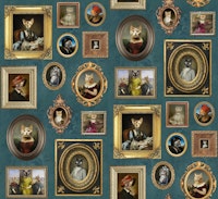 Cat Lovers Portrait Collection in teal blue tapeta