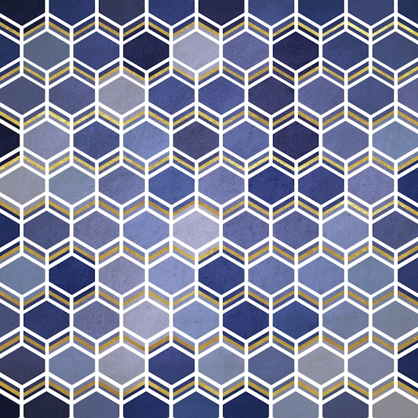 Hexagon Honeycomb - Indigo Blue