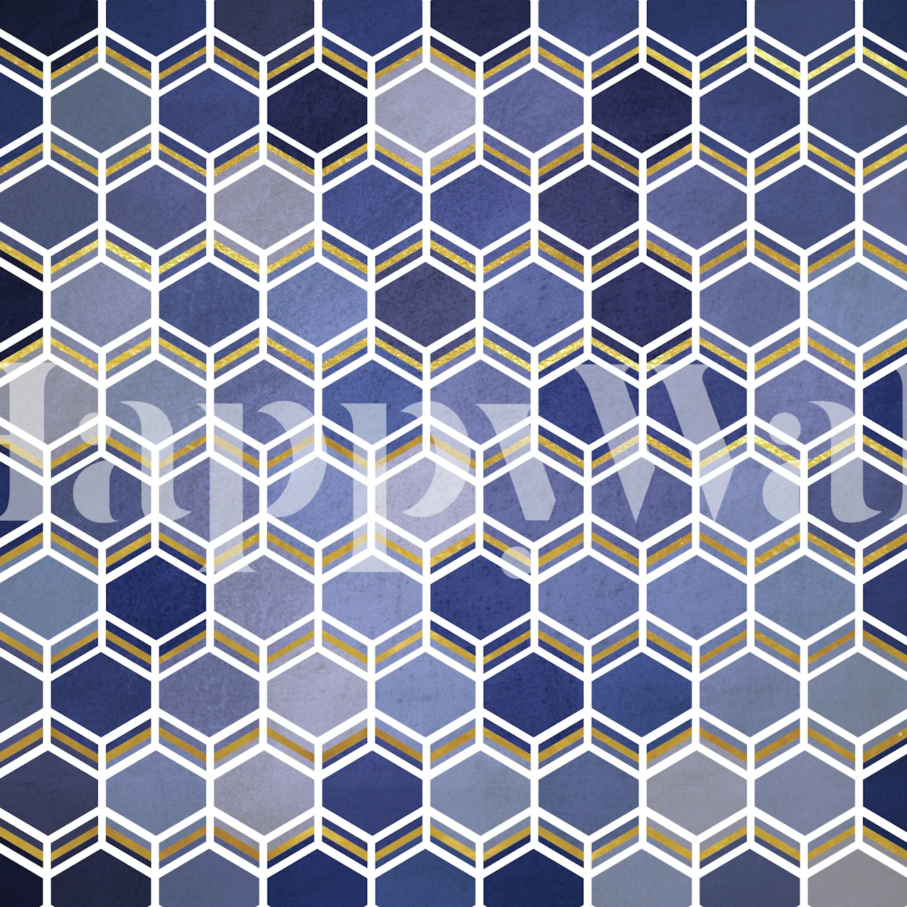 Indigo kuusikulmainen tapettimuotoilu huoneessa