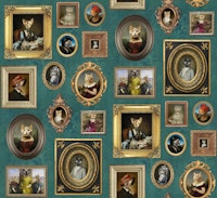 Cat Lovers Portrait Collection in pine green tapeta