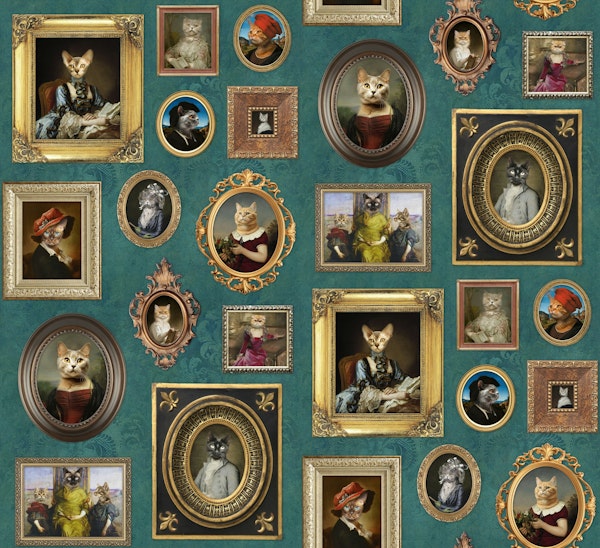 Cat Lovers Portrait Collection in pine green