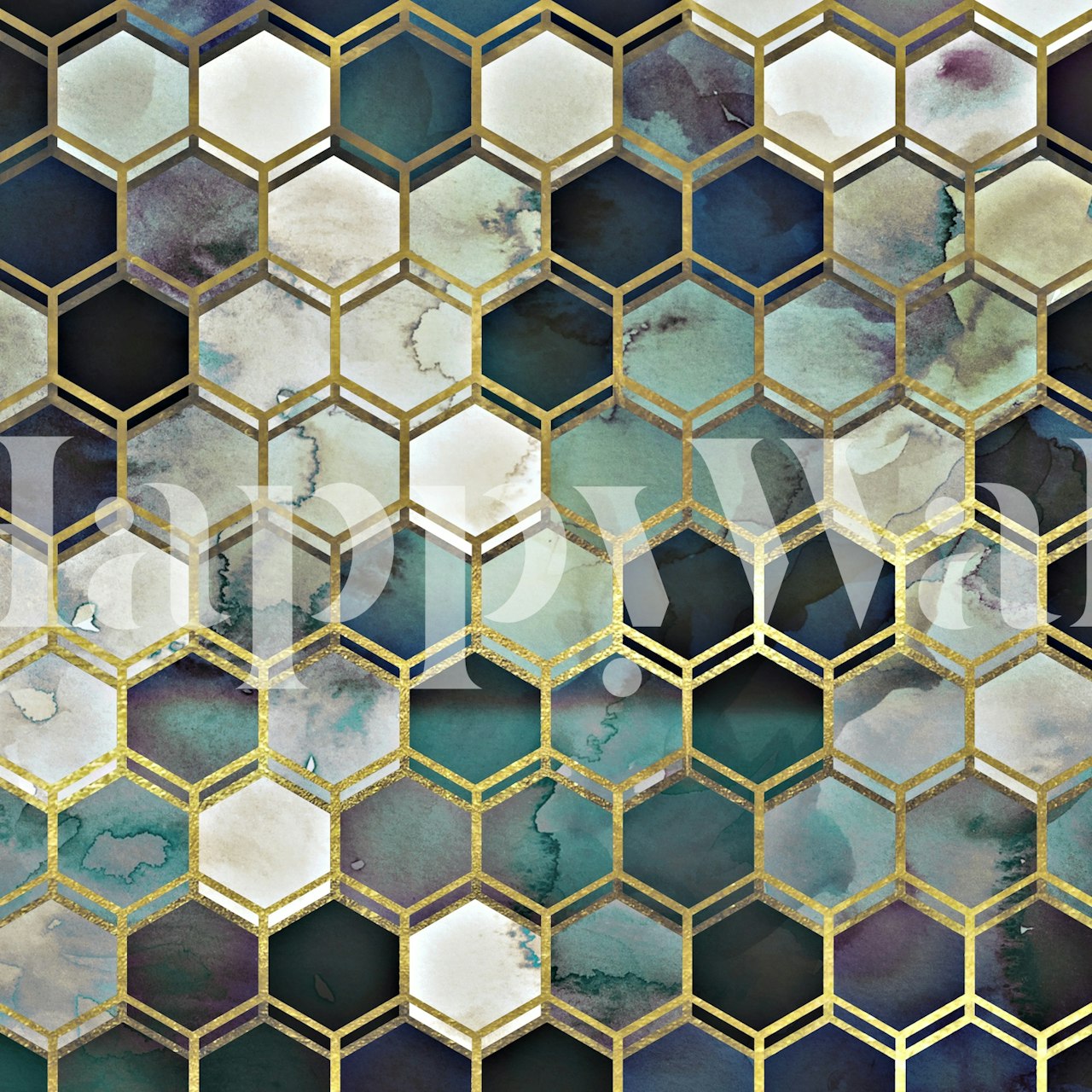 Rugged Marble Blue Behang In Een Kamer