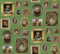 Cat Lover Portrait Collection in apple green tapeta