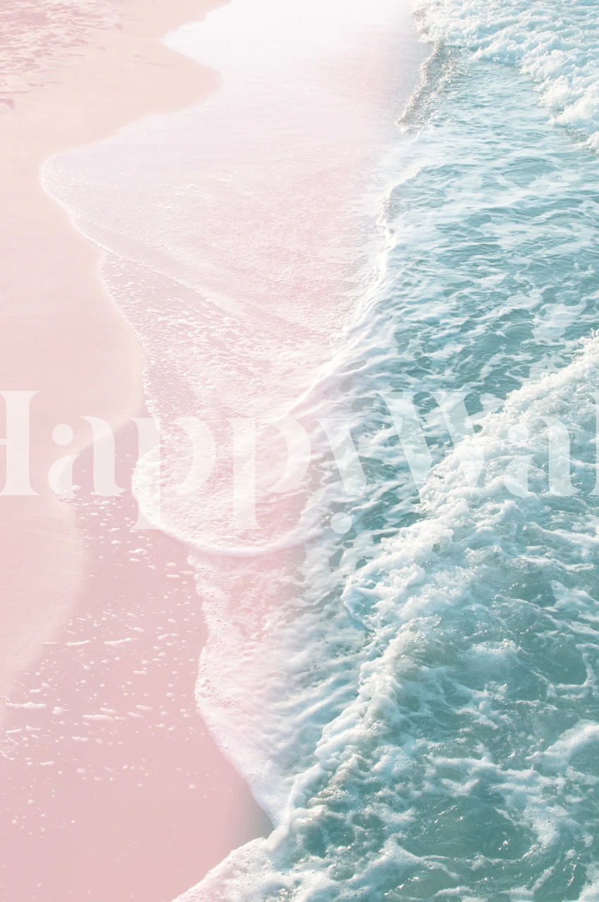 Soft Teal and Pink Ocean Shoreline Wall Mural