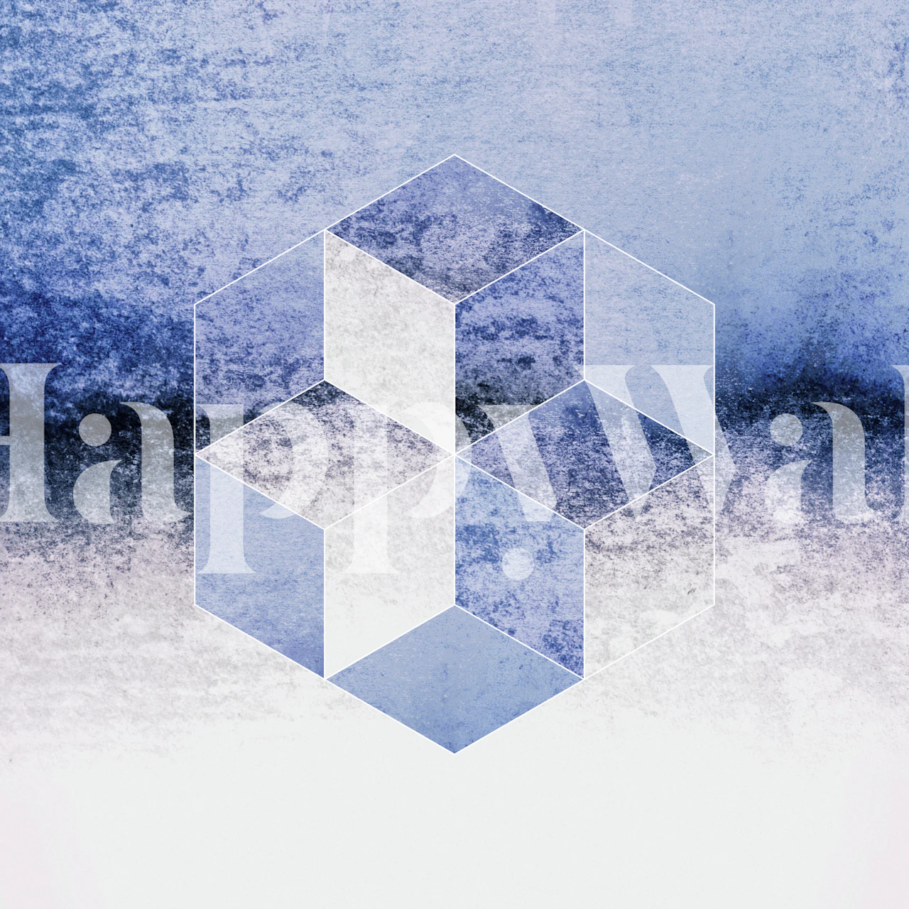 Geometric shapes in blue gradient on white background wallpaper